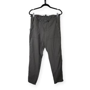 Athleta Trekkie Paper Bag Pants Straight Leg Drawstring Gray Women's Size 6